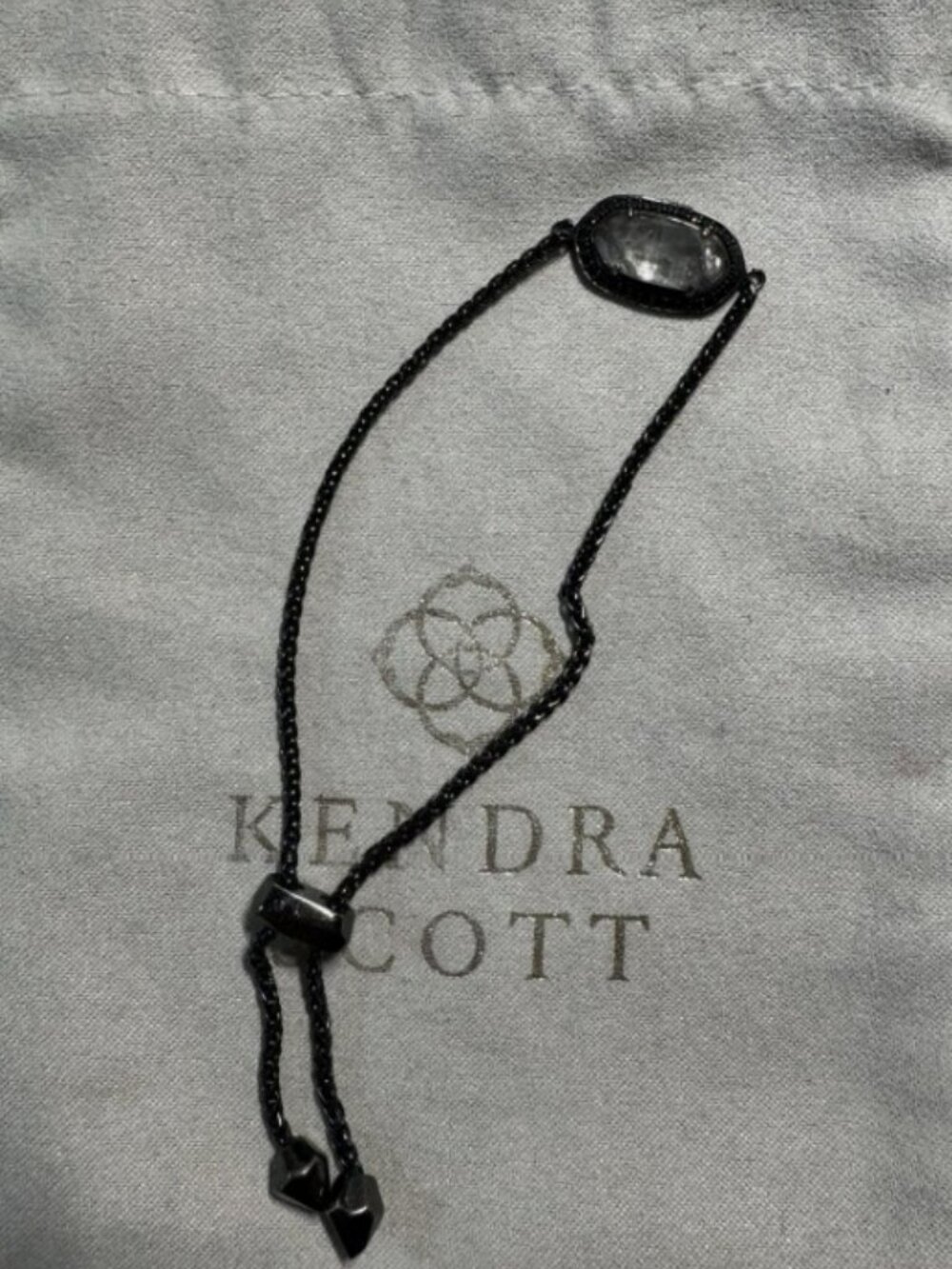 Kendra Scott Gunmetal Mirror Rock Crystal Adjustable Bracelet